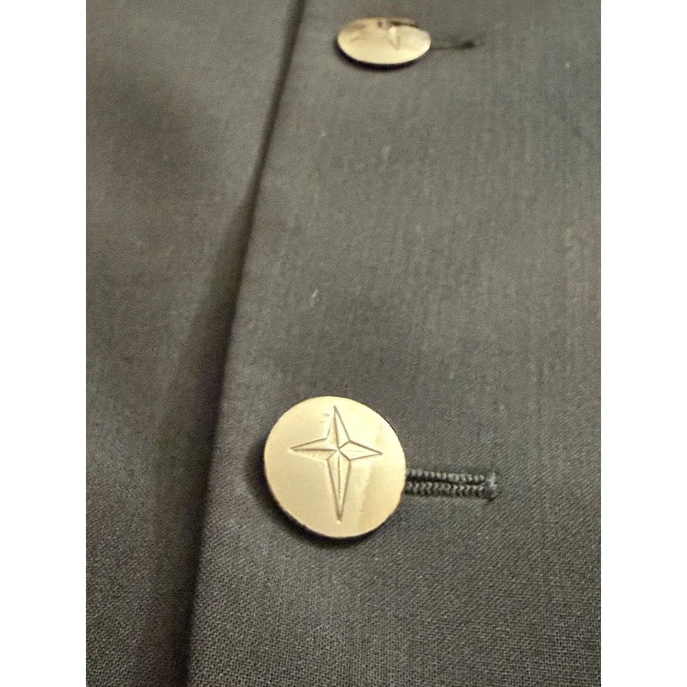 Thierry Mugler Vintage Mens Black Wool Blazer Star Button Made in Italy Size 52